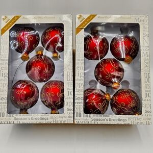 Set of Pre-Owned Handcrafted Glass Christmas Ornaments